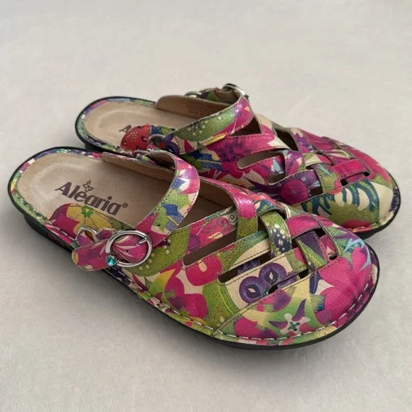 Alegria | Freesia Happy Days Woven Leather Slingback Clogs FRE-525 Floral (38) - Picture 16 of 16